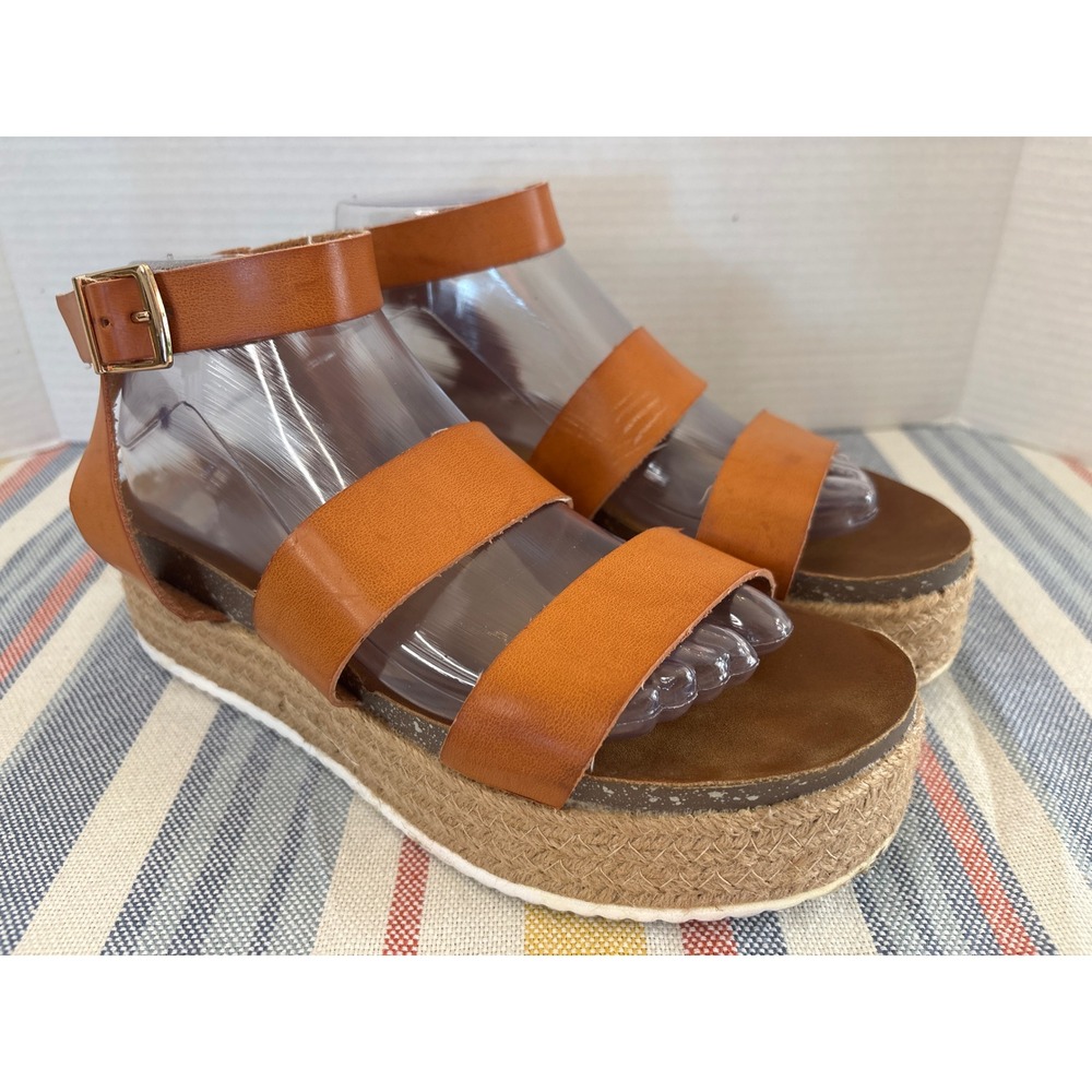Patrizia by Spring Step Larissa Tan Brown Platform Espadrille Sandals Womens 40